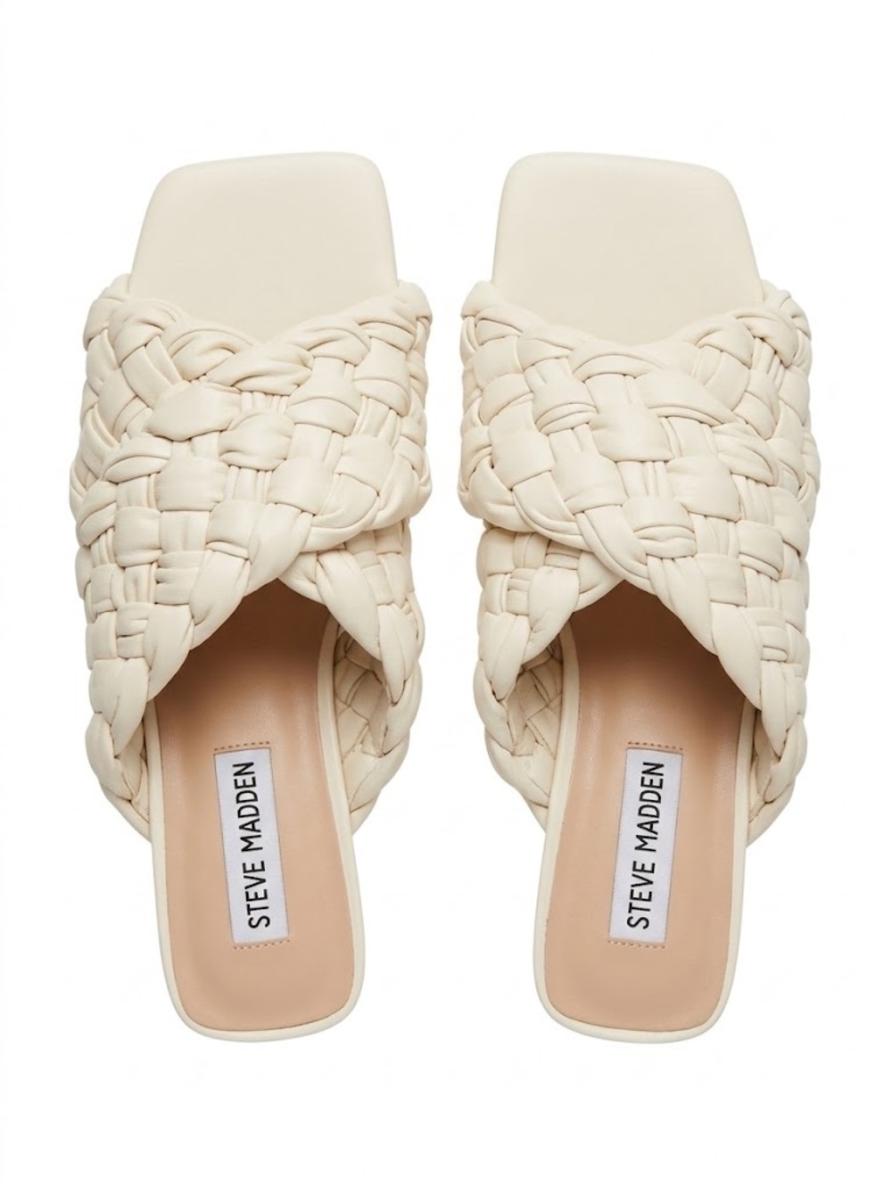 Steve Madden Marina Off-White Woven Braided Slide Sandals - Size 8 NIB